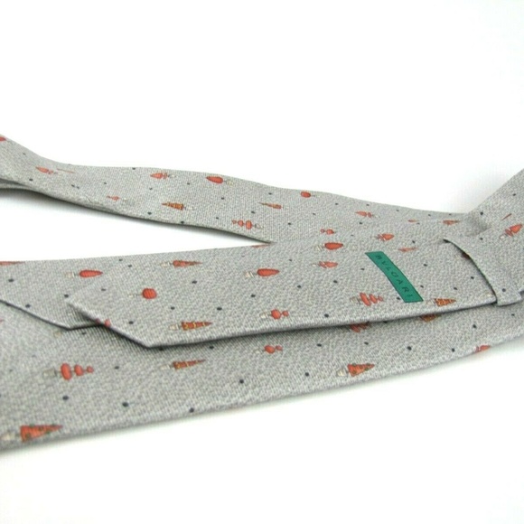 BVLGARI Tie Gray Pictorial Topiary Seven 7 Fold - Picture 3 of 8